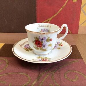 Adeline Miniature January Teacup and Saucer